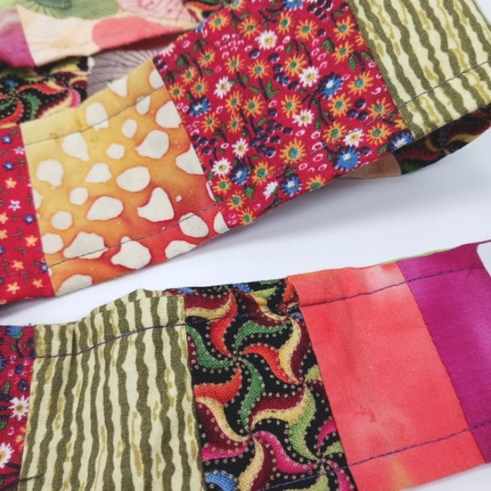 QUILTS BY MARA Cotton Patchwork Belt Calico & Asian Parasols Handmade NW… - Picture 5 of 8